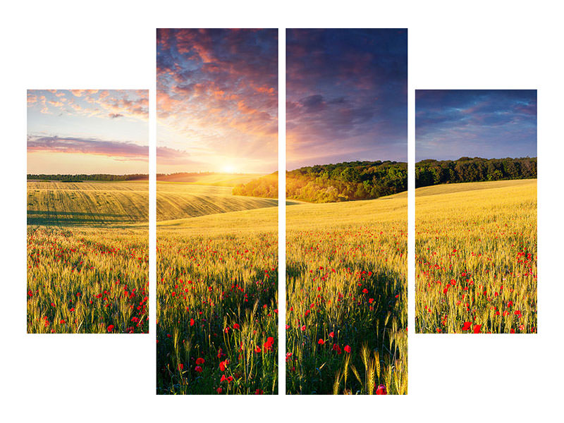 4-piece-canvas-print-a-flower-field-at-sunrise