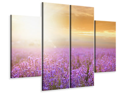 4-piece-canvas-print-sunset-in-lavender-field