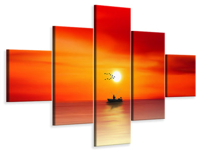 5-piece-canvas-print-a-fisherman-in-the-sunset