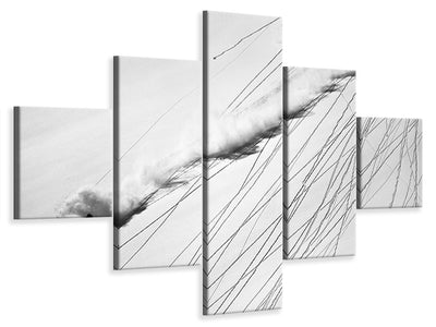 5-piece-canvas-print-skiing-powder