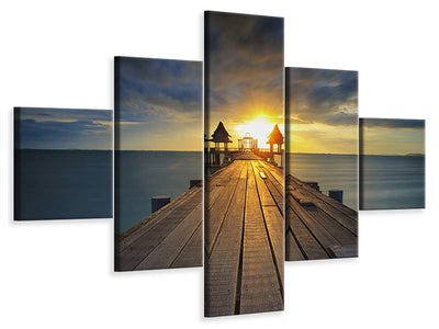 5-piece-canvas-print-sunset-at-the-wooden-bridge