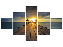 5-piece-canvas-print-sunset-at-the-wooden-bridge