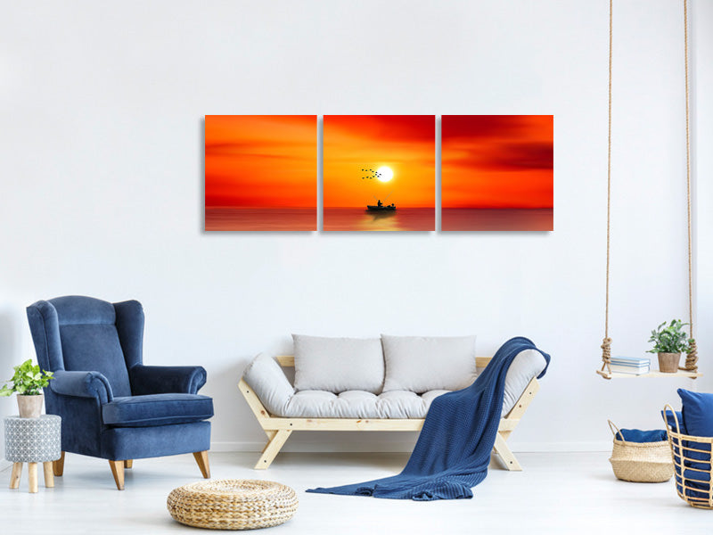 panoramic-3-piece-canvas-print-a-fisherman-in-the-sunset