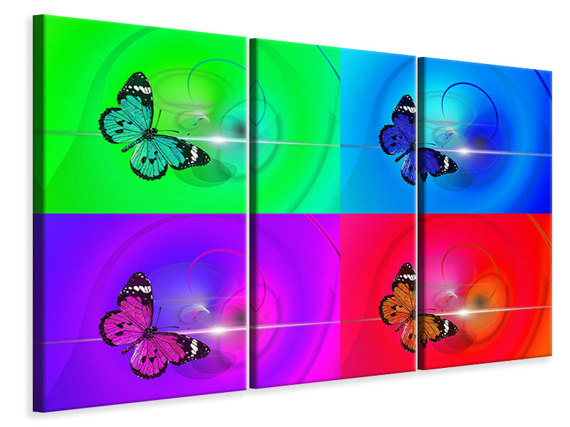 3-piece-canvas-print-pop-art-colorful-butterfly