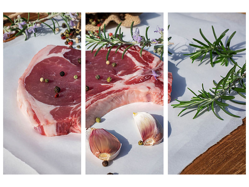 3-piece-canvas-print-raw-veal-cutlet