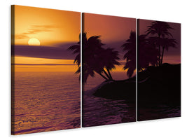 3-piece-canvas-print-the-lonely-island-in-the-sunset