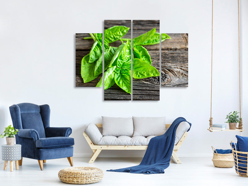 4-piece-canvas-print-basil-leaves-ii