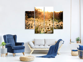 4-piece-canvas-print-daisies-at-sunset