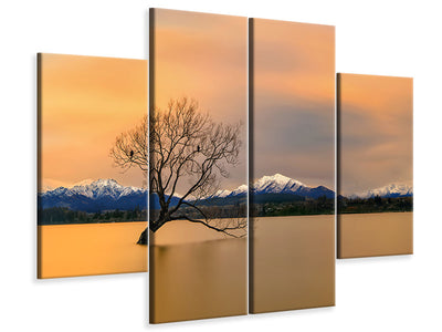 4-piece-canvas-print-morning-glow-of-the-lake-wanaka