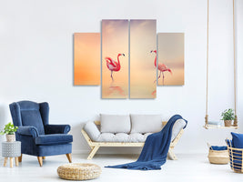 4-piece-canvas-print-romantic-flamingos