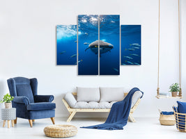 4-piece-canvas-print-whale-shark-escorted-by-a-school-of-bonito