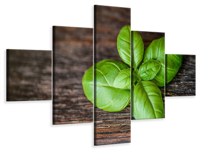 5-piece-canvas-print-basil-leaf-in-xxl