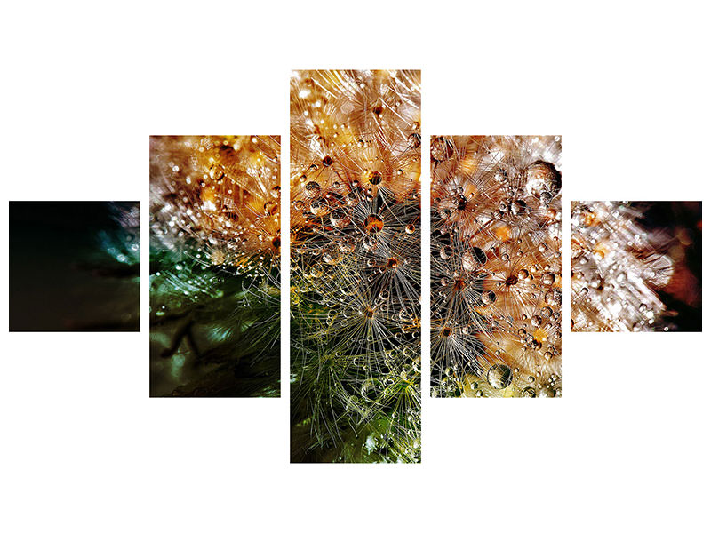 5-piece-canvas-print-dandelion-in-the-morning-dew