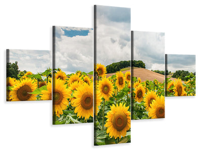 5-piece-canvas-print-landscape-with-sunflowers