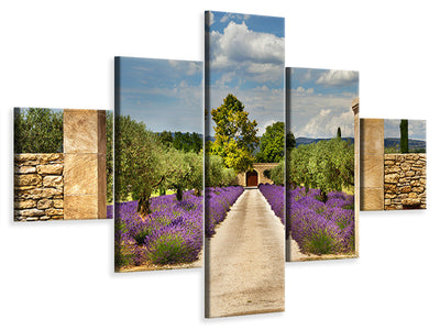 5-piece-canvas-print-lavender-garden