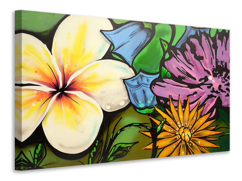 panoramic-3-piece-canvas-print-graffiti-flowers