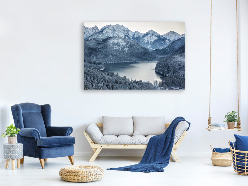 4-piece-canvas-print-photo-wallaper-mountains-in-monochrome