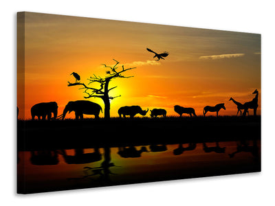 3-piece-canvas-print-safari-animals-at-sunset