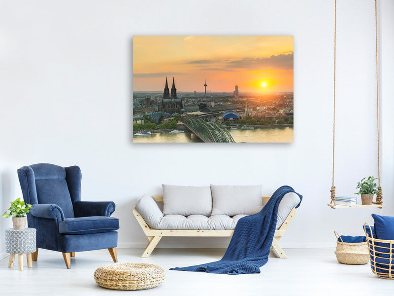 panoramic-canvas-print-skyline-cologne-at-sunset