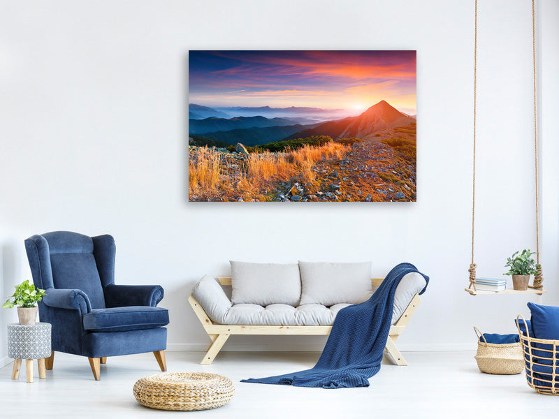 panoramic-3-piece-canvas-print-sunset-in-the-alps