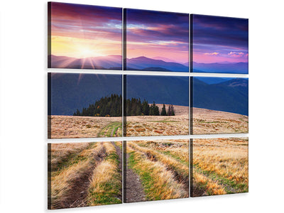 4-piece-canvas-print-sunset-in-the-mountain-scenery