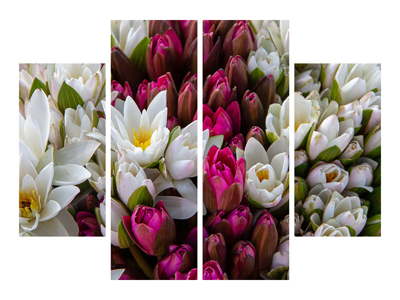 panoramic-3-piece-canvas-print-a-bouquet-of-water-lilies