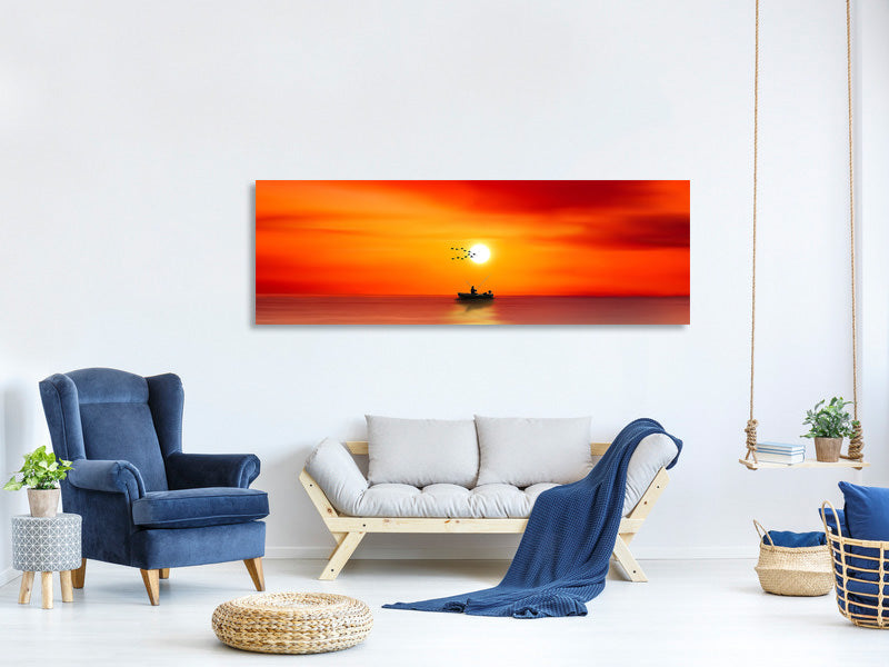 panoramic-3-piece-canvas-print-a-fisherman-in-the-sunset