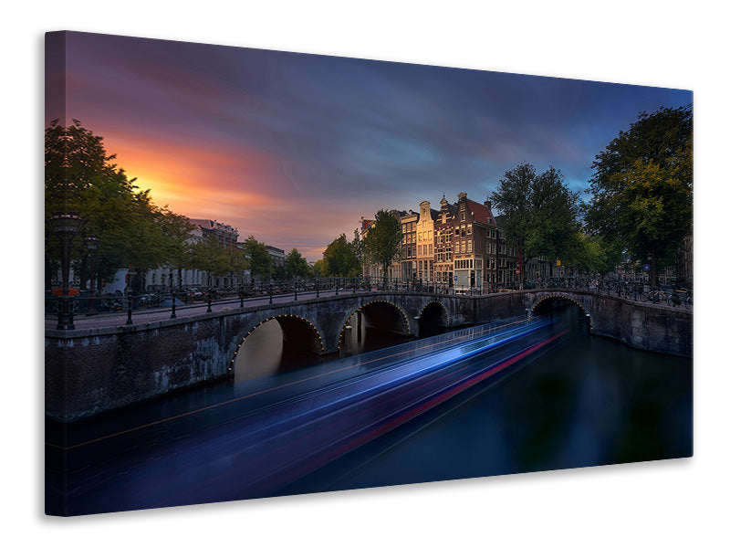 modern-4-piece-canvas-print-amsterdam-sunset