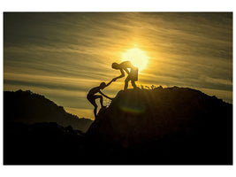 panoramic-3-piece-canvas-print-climbing-in-the-mountains