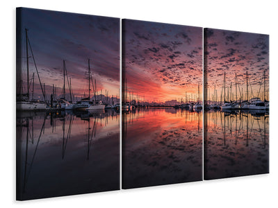 panoramic-3-piece-canvas-print-evening-mood-in-the-harbor