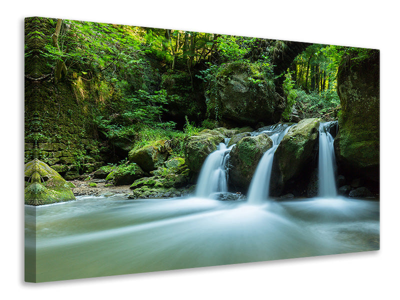panoramic-3-piece-canvas-print-falling-water-in-the-wood