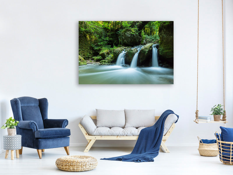 panoramic-3-piece-canvas-print-falling-water-in-the-wood