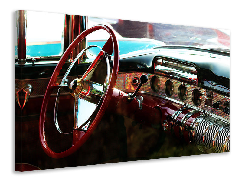 3-piece-canvas-print-interior-of-a-vintage-car