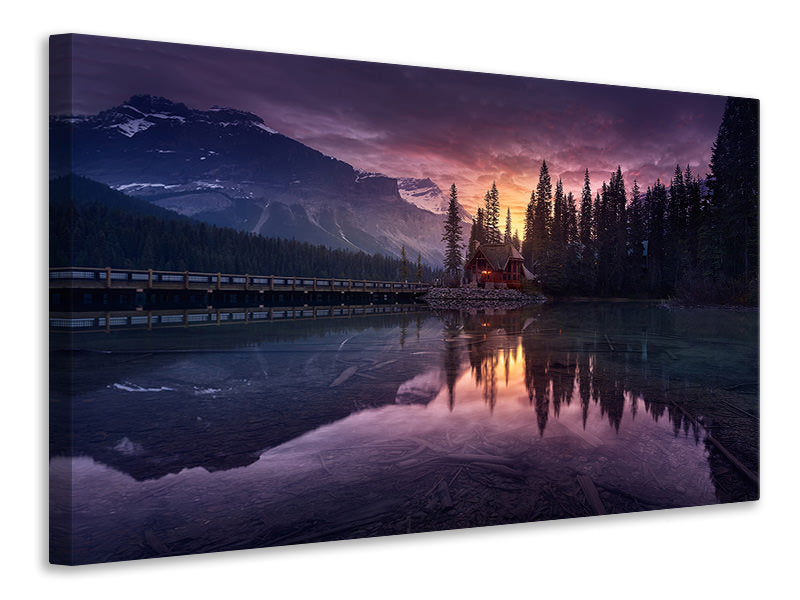 5-piece-canvas-print-lake-house-sunrise