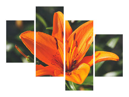 4-piece-canvas-print-lilies-blossom-in-orange-xl