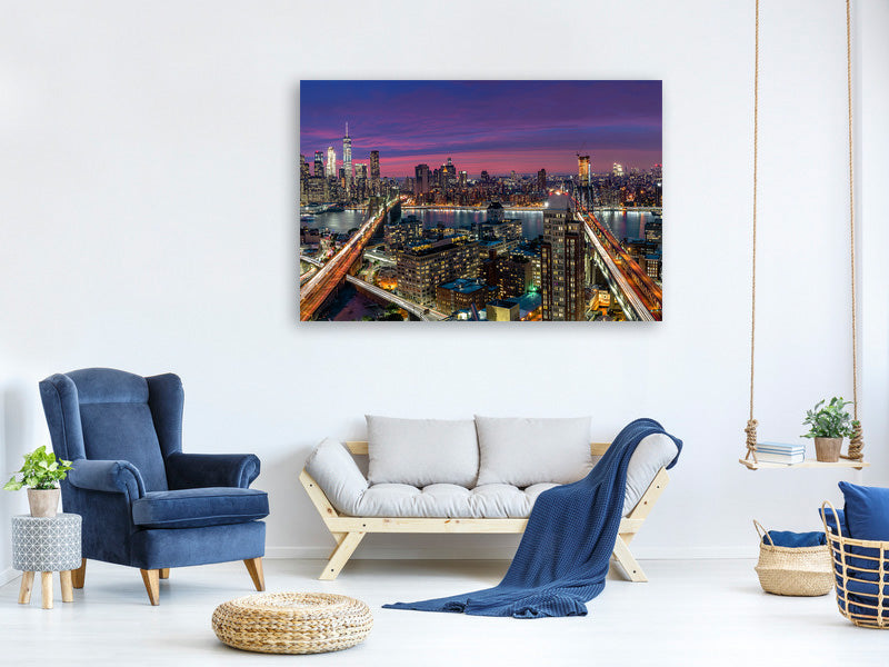 5-piece-canvas-print-manhattan-skyline-at-sunset