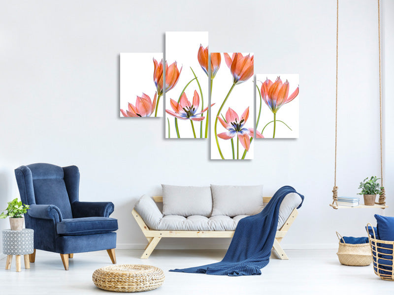 modern-4-piece-canvas-print-apricot-tulips