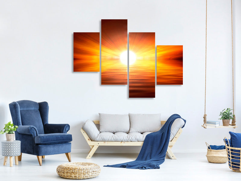 modern-4-piece-canvas-print-glowing-sunset