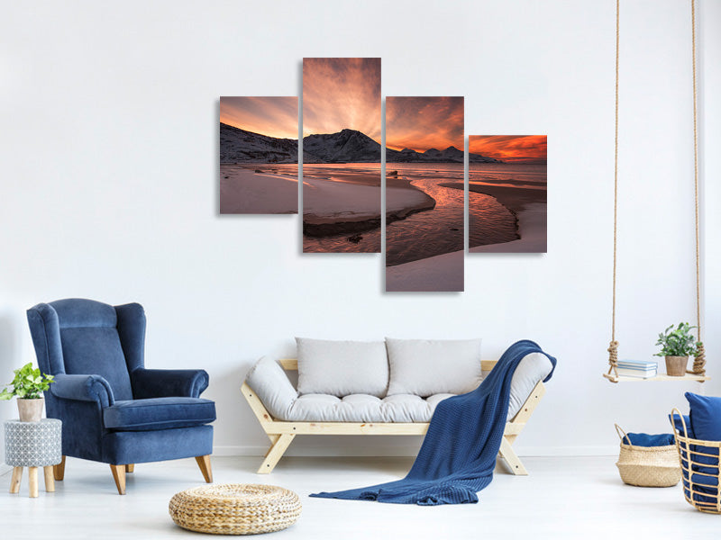 modern-4-piece-canvas-print-golden-sunset