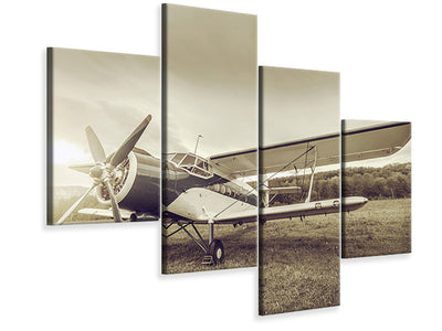 modern-4-piece-canvas-print-nostalgic-aircraft-in-retro-style