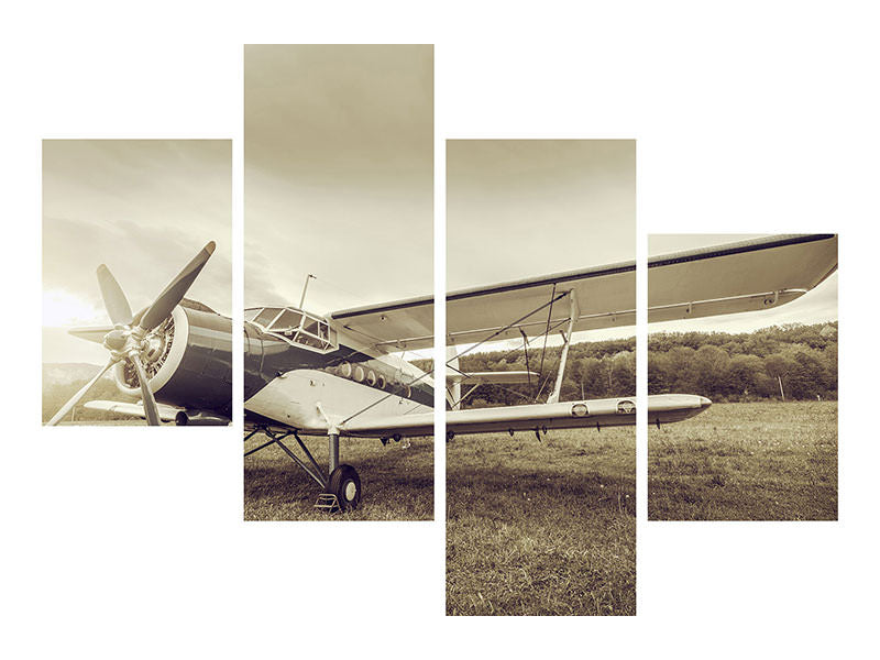 modern-4-piece-canvas-print-nostalgic-aircraft-in-retro-style