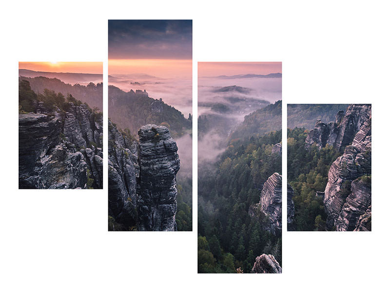 modern-4-piece-canvas-print-sunrise-on-the-rocks