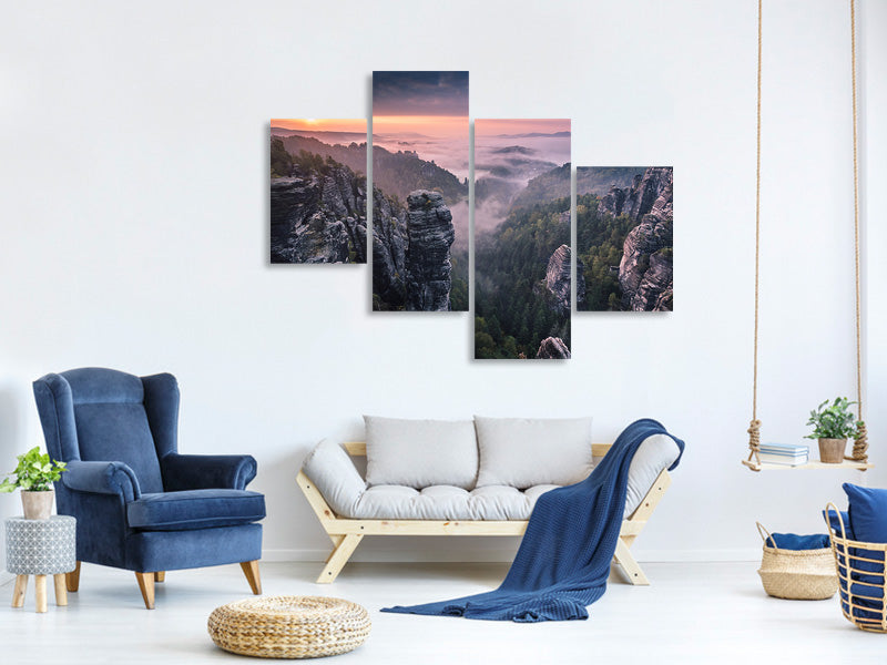 modern-4-piece-canvas-print-sunrise-on-the-rocks