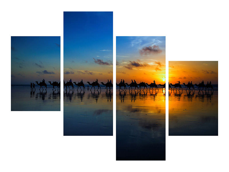 modern-4-piece-canvas-print-sunset-camel-ride