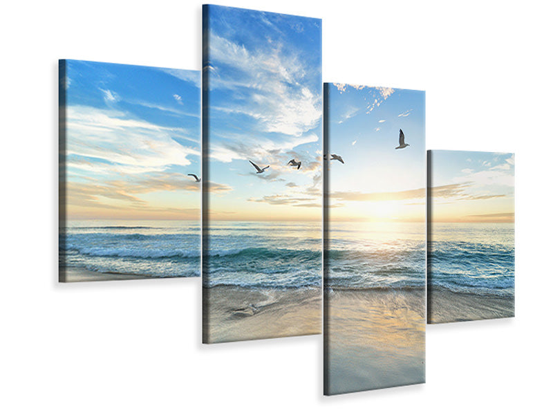 modern-4-piece-canvas-print-the-seagulls-and-the-sea-at-sunrise