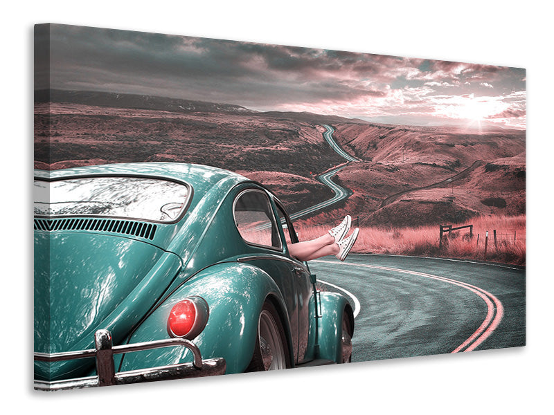 3-piece-canvas-print-on-the-road-with-the-classic-car