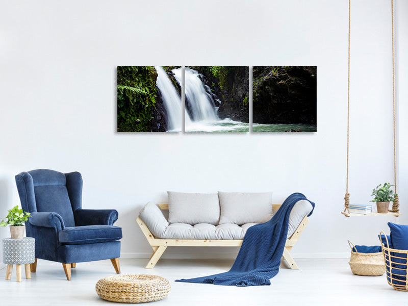 panoramic-3-piece-canvas-print-waterfall-in-the-evening-light