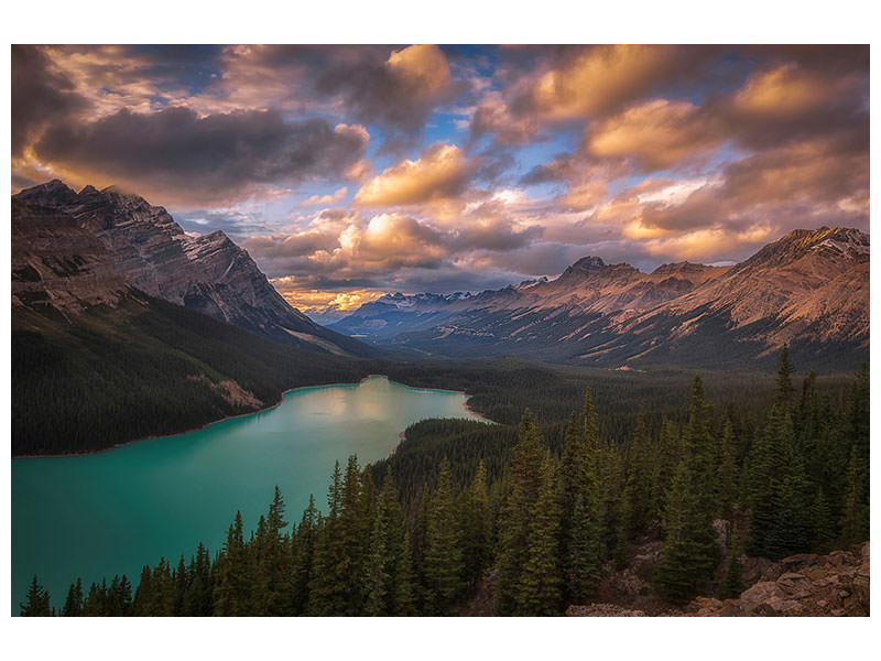 panoramic-3-piece-canvas-print-peyto-lake-at-dusk