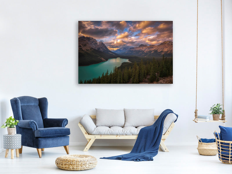 panoramic-3-piece-canvas-print-peyto-lake-at-dusk