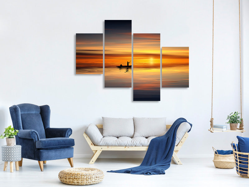 4-piece-canvas-print-boat-in-the-golden-light